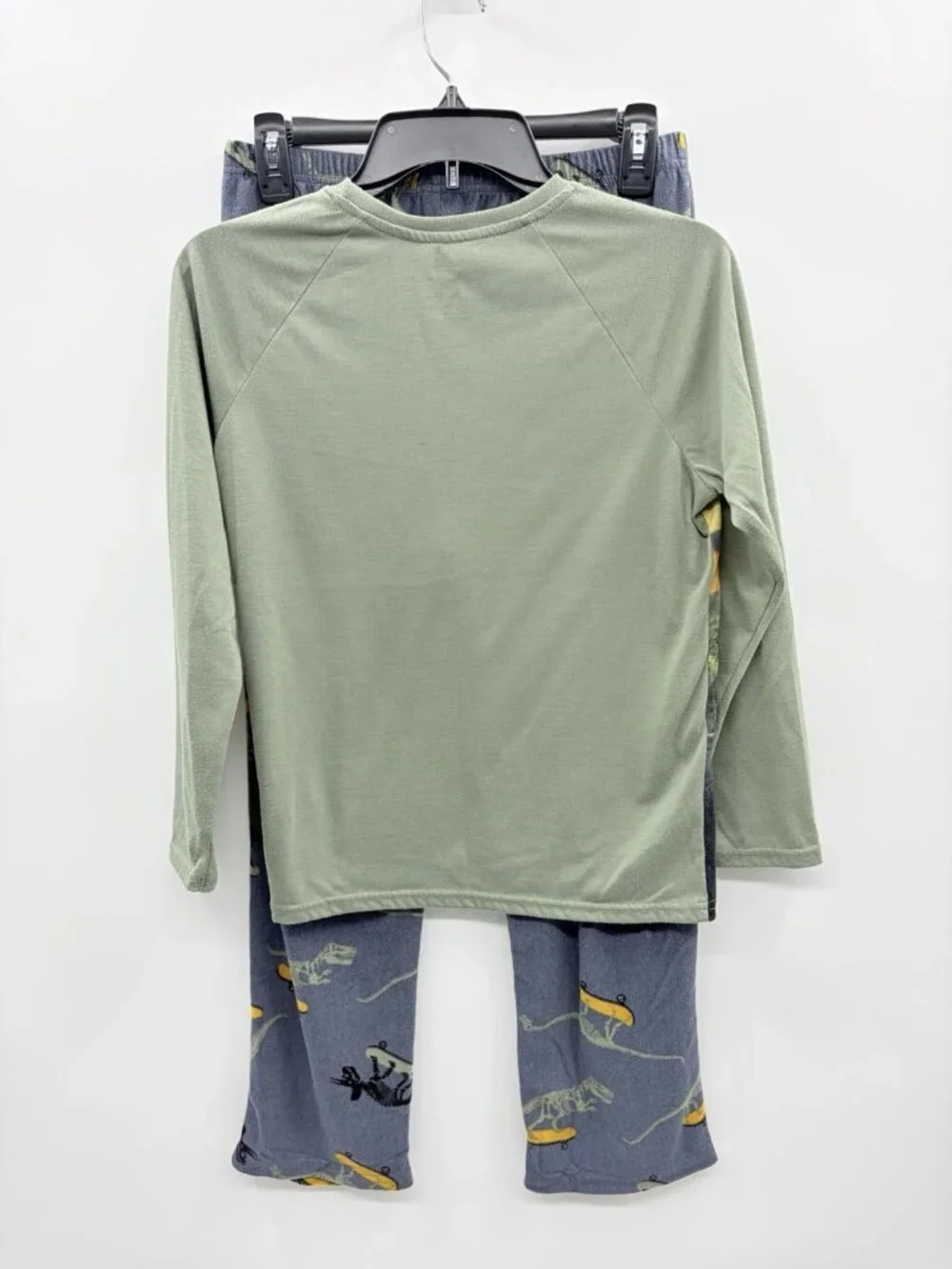Wonder Nation Youth Boys Husky Large‎ 10/12 T-Rex Dino 2 Piece Fleece Pajama Set